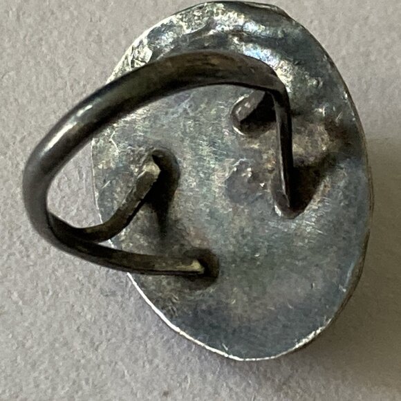 VTG Ring Southwestern Native OLD Green Stone Rope Natural Inclusion Hole 5.5 - Picture 2 of 9